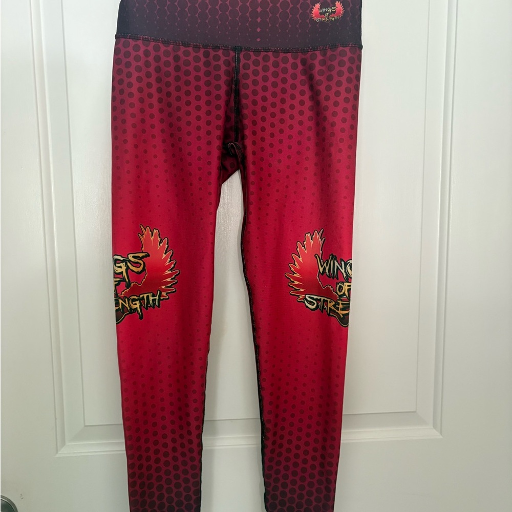 GUC- Red Ombre Ladies' Bodybuilding Wings of Strength heavyweight Leggings, S